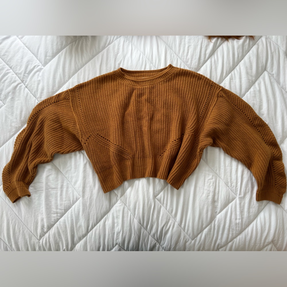 ARIZONA BALLOON SLEEVE CROPPED KNOT SWEATER